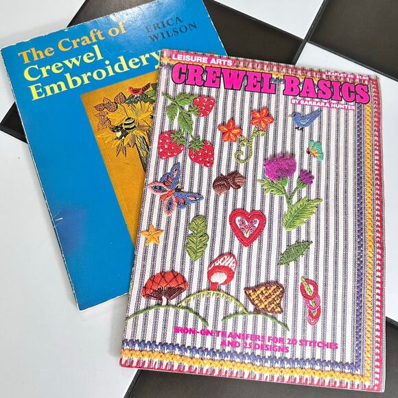 Vintage 1970s Crewel Needle Work Guide and Iron On Patterns - Picture 2 of 10